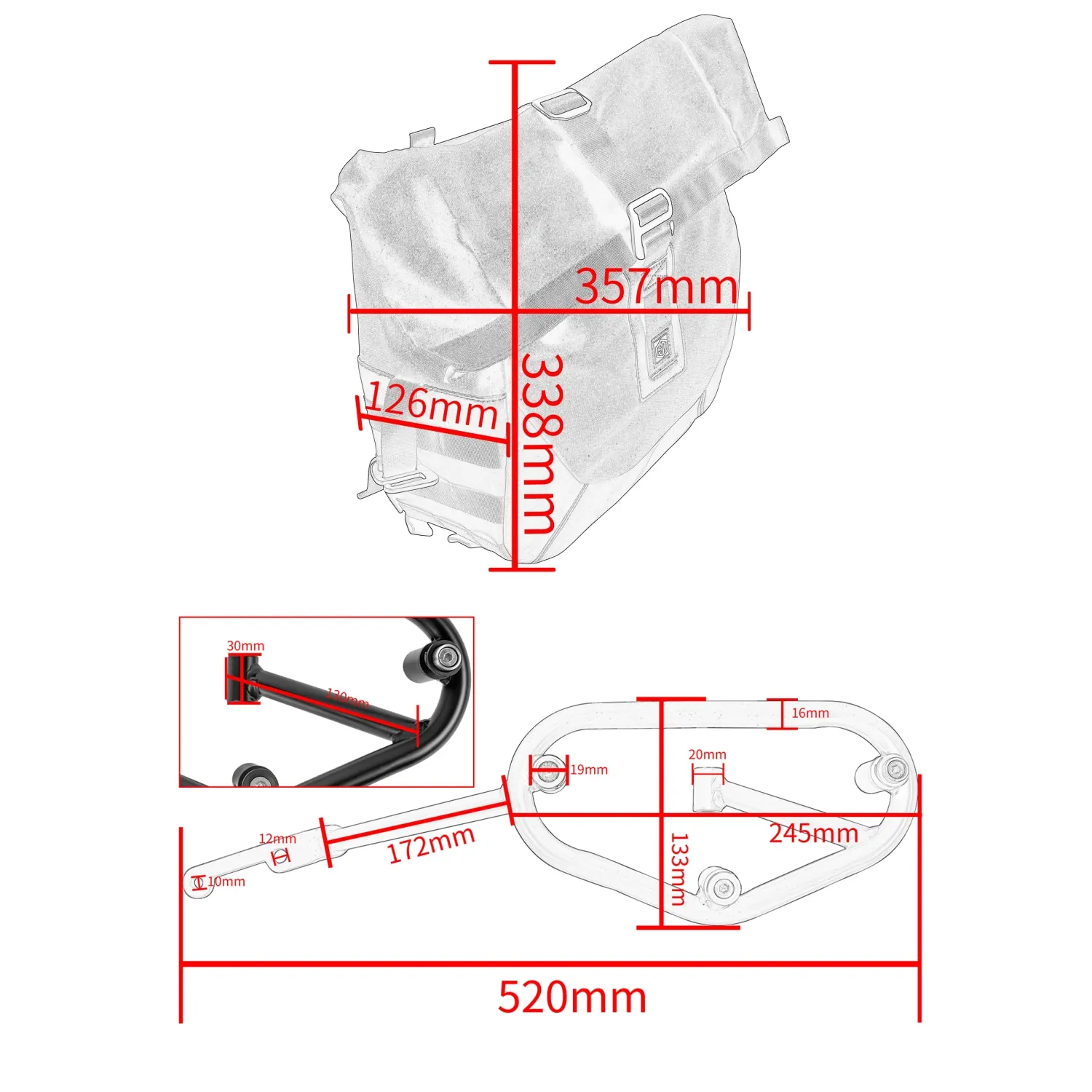 Motorcycle Left Side Luggage Rack Steel Bracket For Z900RS 2018-2024 Quick Release Retro-Saddlebag For Honda CM CMX 1100 500 300