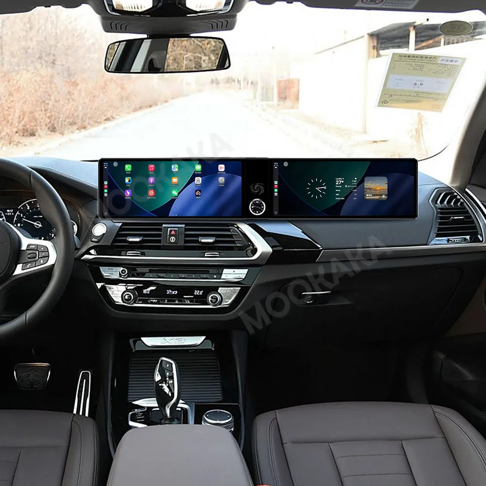 راديو سيارة Carplay مقاس 24.6 بوصة شاشة مزدوجة لسيارات BMW X3 X4 2017-2018 شاشة مزدوجة أندرويد ستيريو تلقائي الوسائط المتعددة وحدة رأس نافي EVO #2