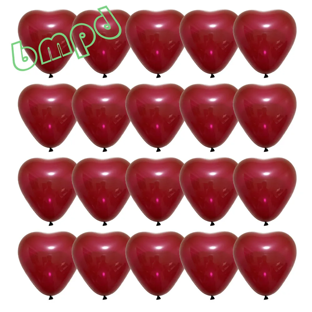 20 Pcs 10 Inch Heart Shaped Ruby Red Pink White Latex Balloons Valentine's Day Engagement Wedding Party Anniversary Decoration