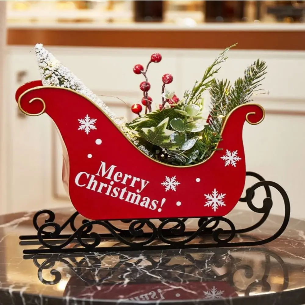 

Wrought Iron Sleigh Car Ornament Reusable Durable Christmas Sleigh Ornament Unique Santa Claus Sled Figurine Living Room