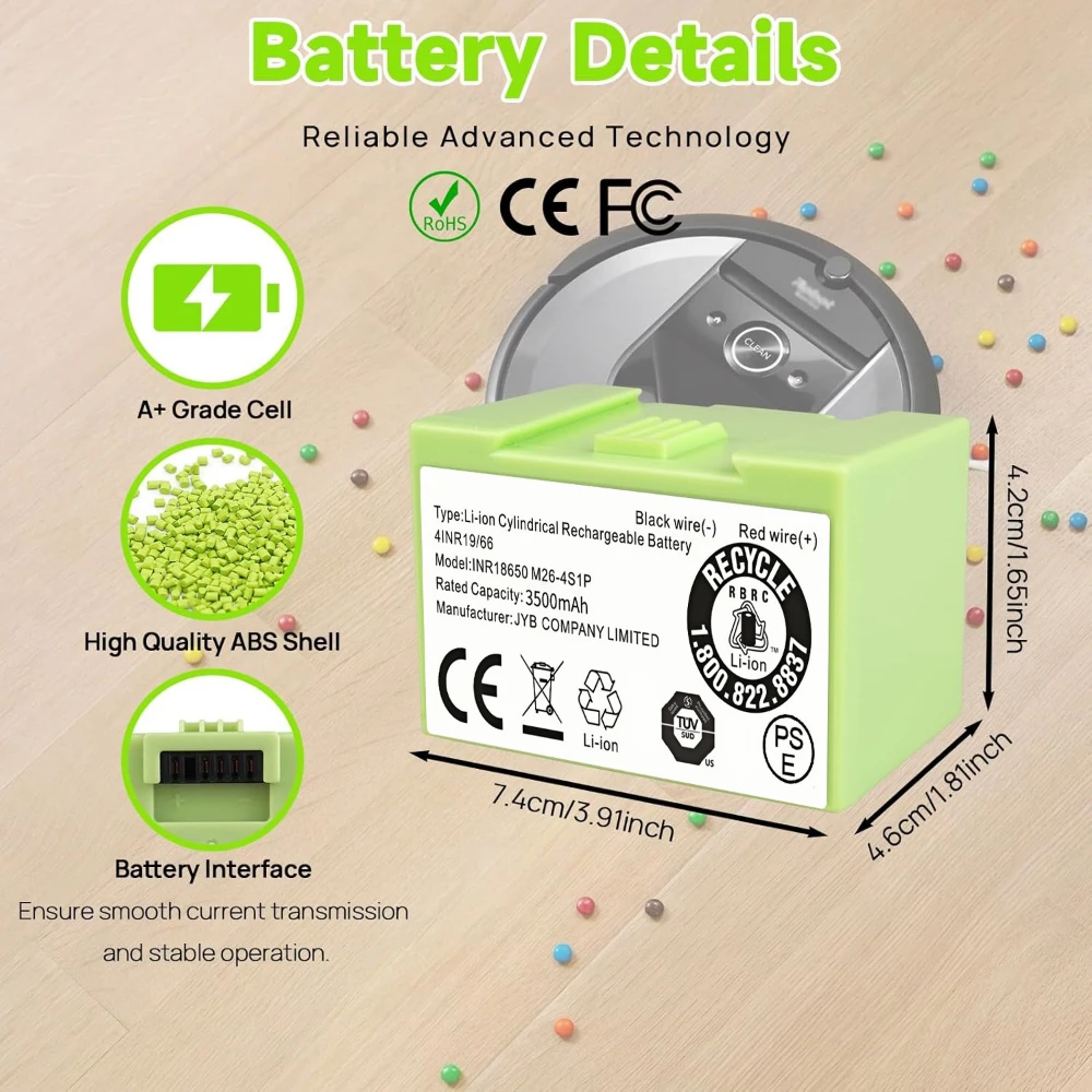 Untuk iRobot Roomba seri e/i i7+ e5 i3 i3+ i4 14.4V 3500mAh i7 Baterai Pengganti 7150 7550 3150 3550 4150.