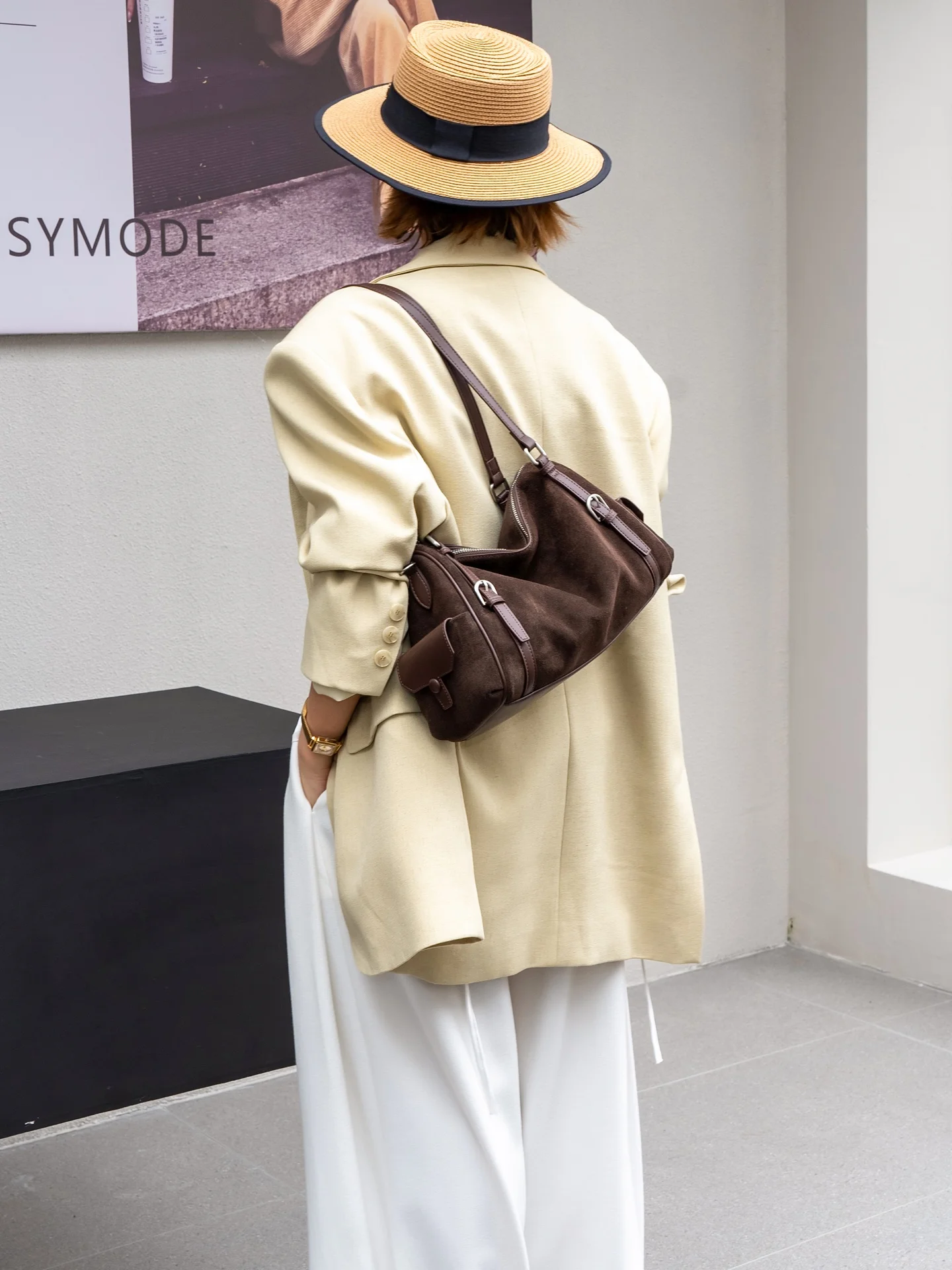 New Autumn Winter Matte Cowhide Bag, European American Vintage Large Capacity Underarm Crossbody Commute Boston Bag For Women