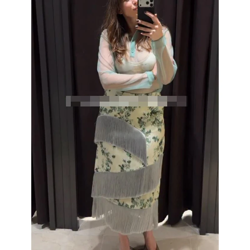 Women's Peach Fringe Bodycon Skirts Women Sexy V-shape Gold Fringe Slim Fit Midi Skirt 2026 Summer Beach Vacation Outfit New 19 S16337da961bb47949501c7da3c6b0f950