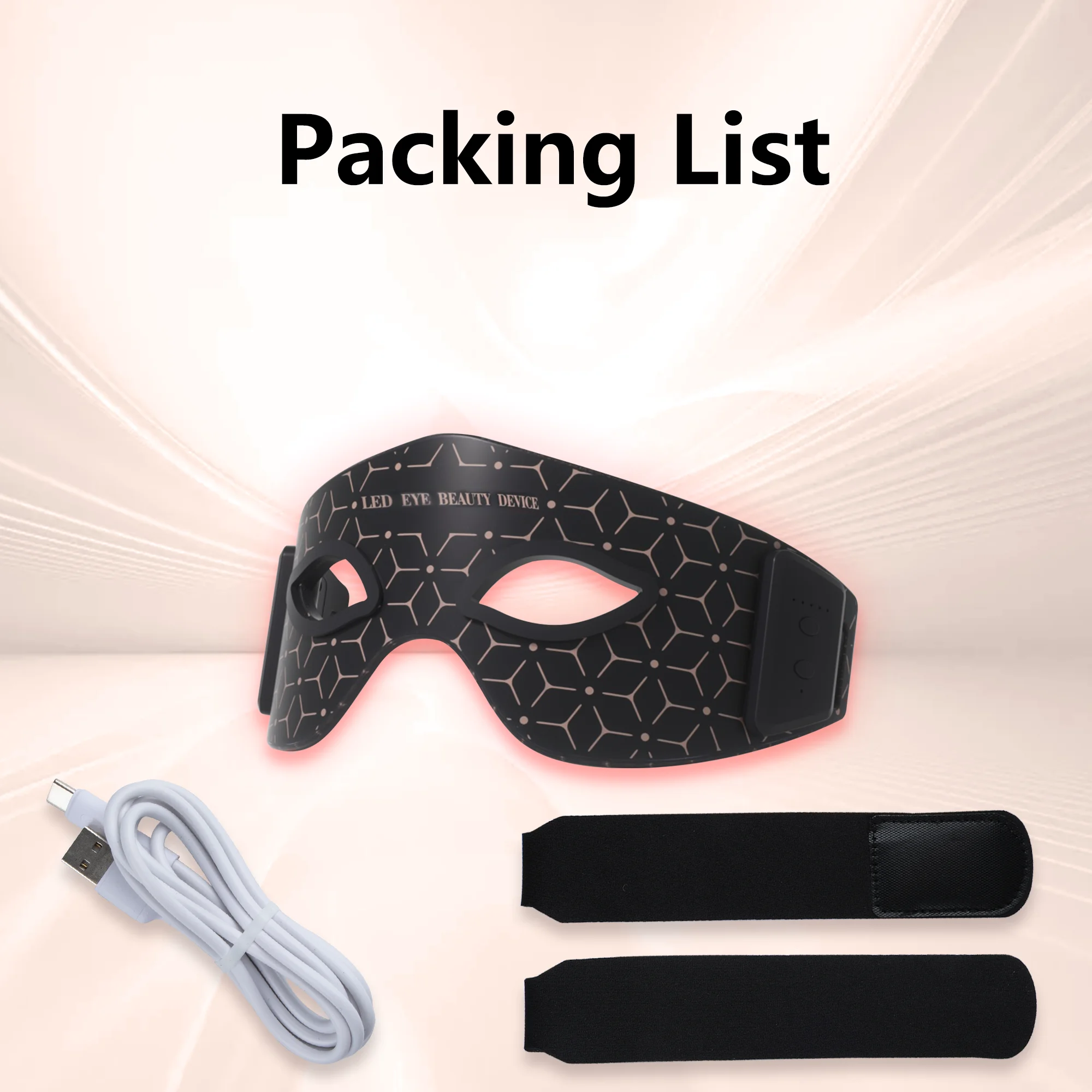 JVV 赤色光療法アイマスク、美容用LED赤外線、5つのモード、ワイヤレス＆充電式 - クリスマスギフトに最適