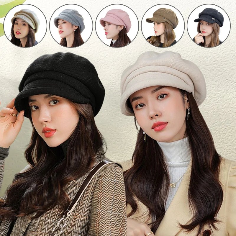 Ladies Wool Blend Baker Boy Newsboy Cabbie Cap Visor Beret Peaked Winter Hat