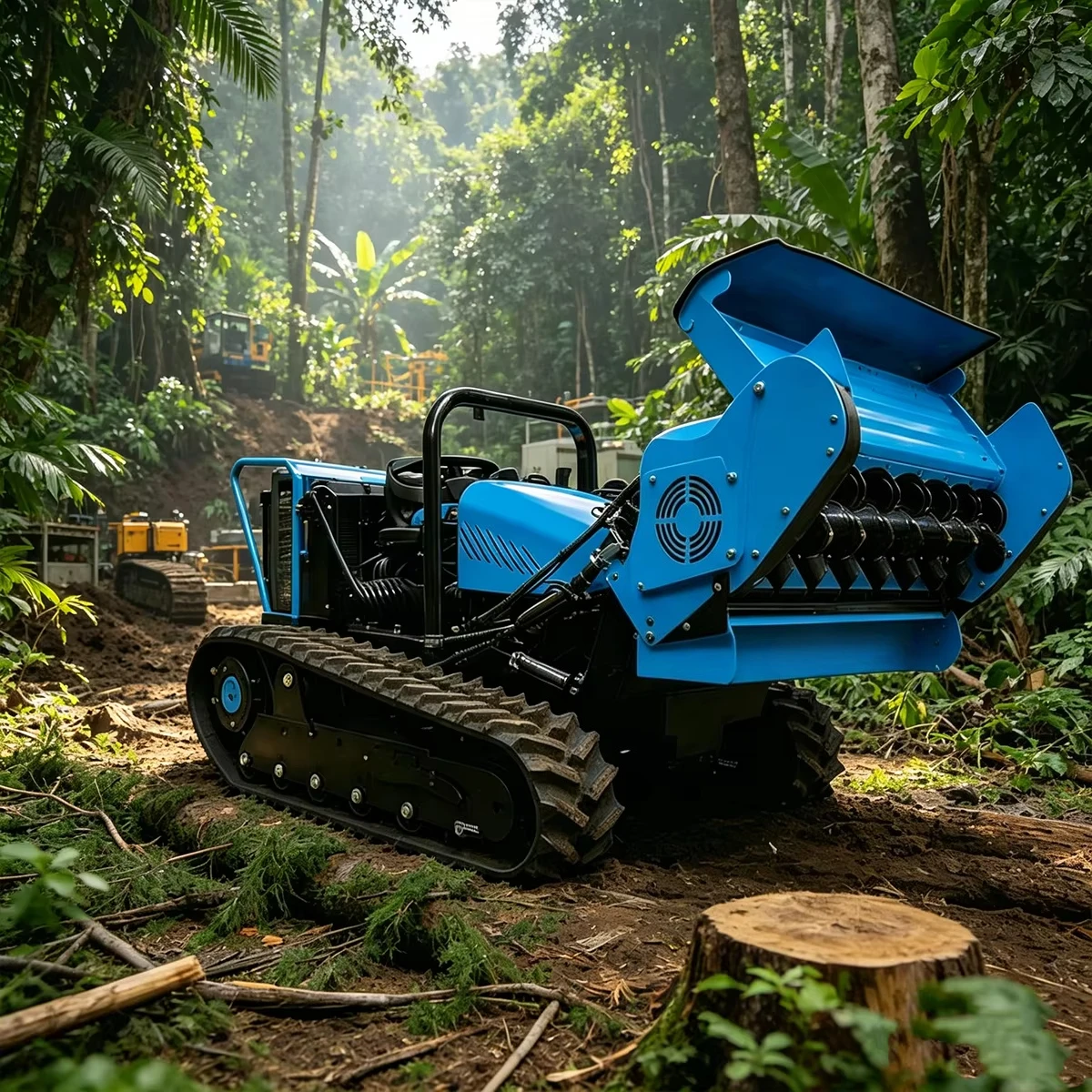Compact Track Land Clearing Machine Crawler Forest Shredder Robot Remote Control Vineyard Forest Bush Waste Shredder
