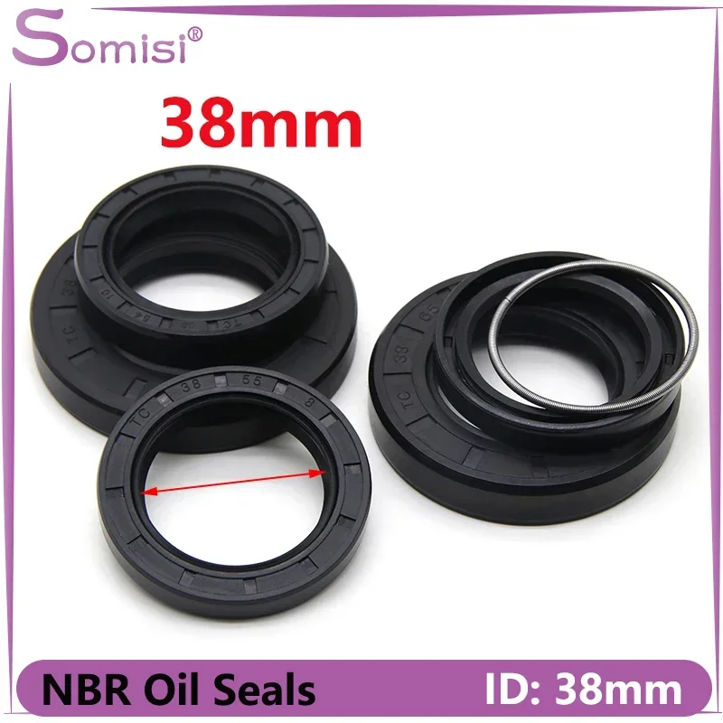 ID 38mm NBR Oil Seal TC-38*48/50/52/54/55/56/58/60/62/65/70/72/75*7/8/10/12mm Nitrile Rubber Shaft Double Lip Oil Seals Gasket