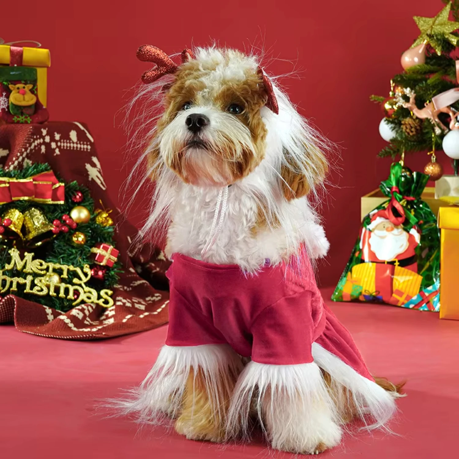 Christmas Day Dog Clothing Santa Claus Dress  Funny Style Dog Clothing Pet Dress