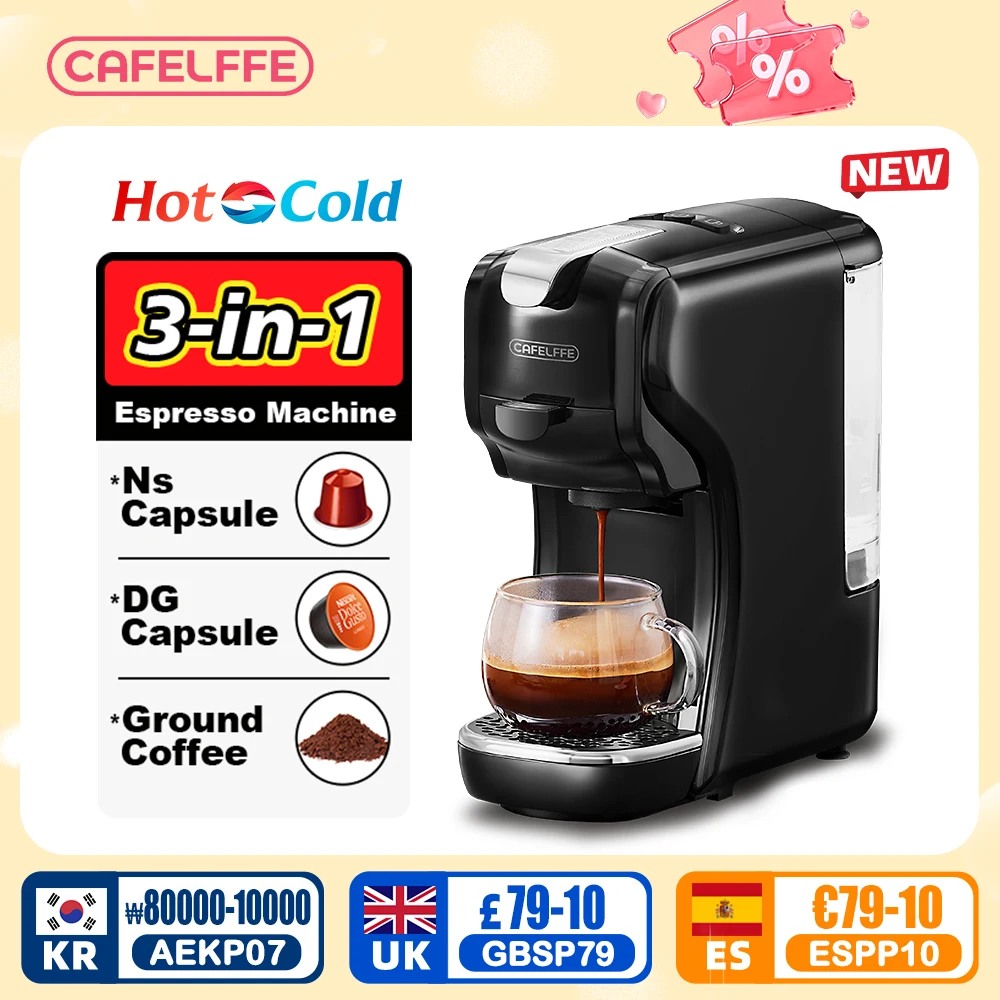 

Капсульная кофемашина Cafelffe, эспрессо-машина DG Cappuccino Nes, капсульная кофеварка, подарок для влюбленных, пап, мам, 19 бар, горячая/холодная