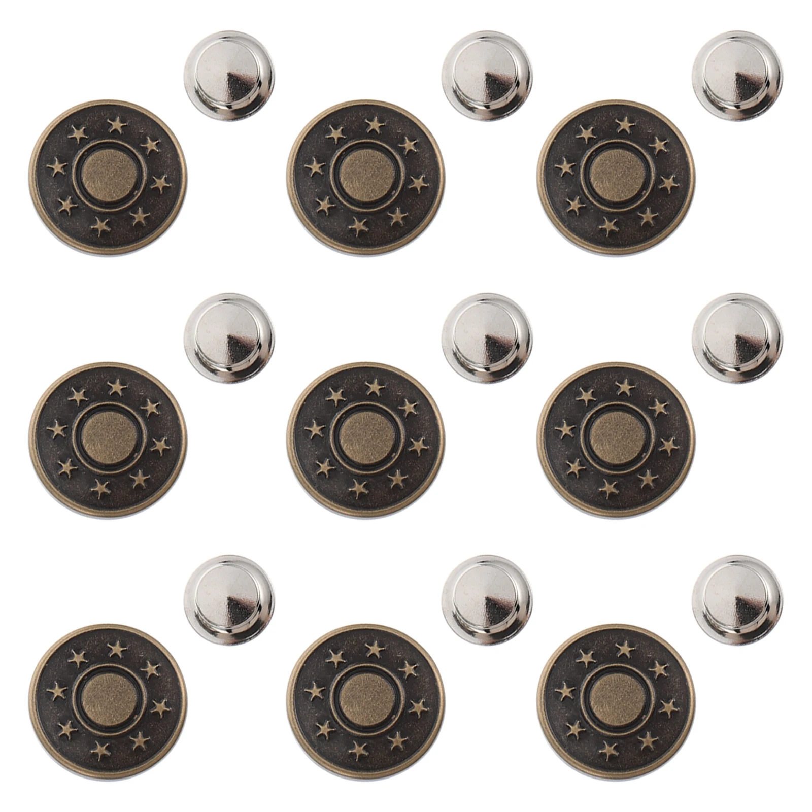 

20Pcs Metal Waist Buckles Adjustable Jeans Buttons Replacement Studs Detachable for Pants Fashionable Rustproof Alloy Design