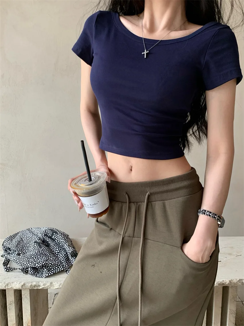 PLAMTEE 2024 Minimalist Long Skirts Women Split Chic Summer Hot Girls Casual Backless New High Street Slim Office Lady Tees