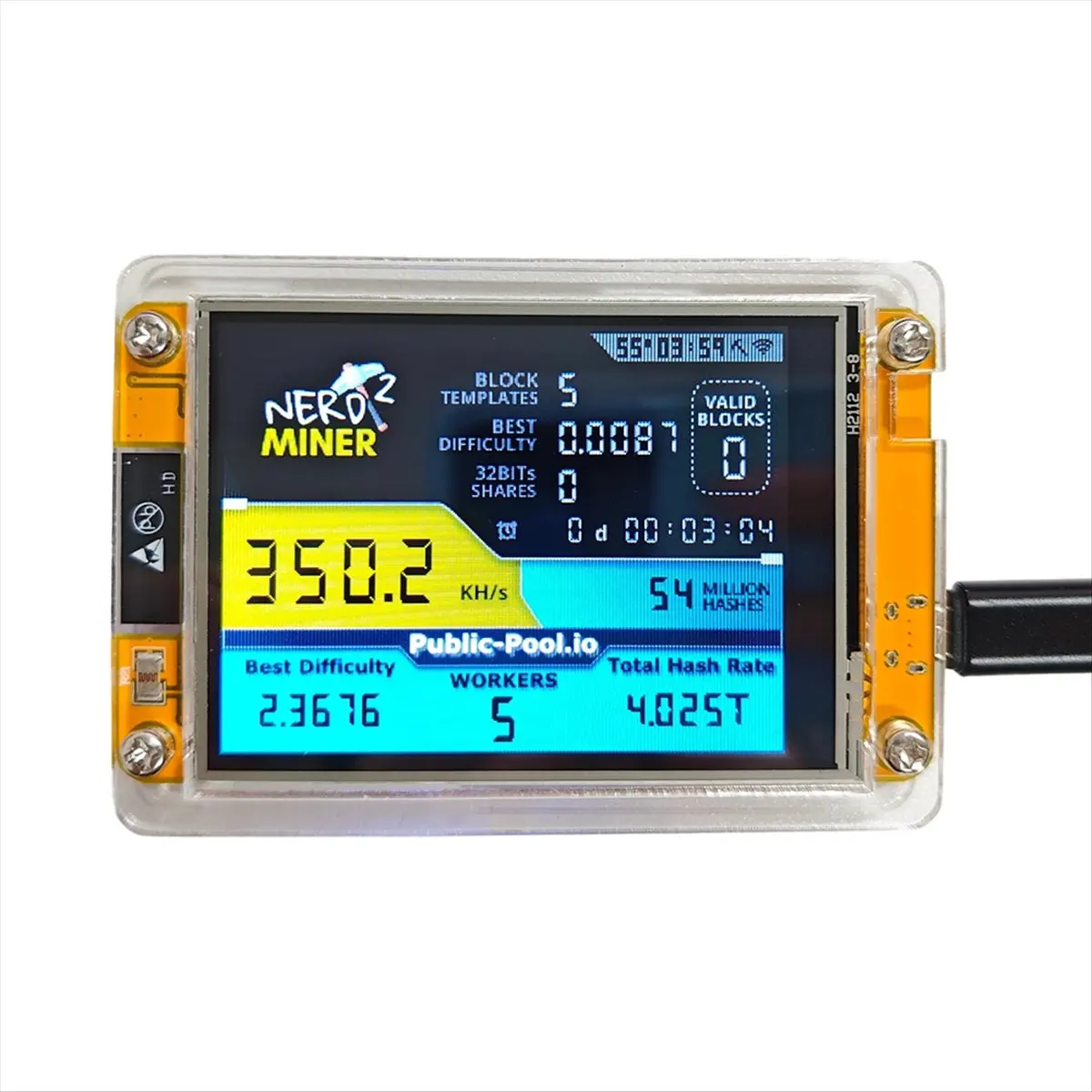 A86G NEW 350KH/S Solo Miner 2.8 Inch Smart Display Bitcoin Crypto Solo Lottery Miner Upgraded Harshrate