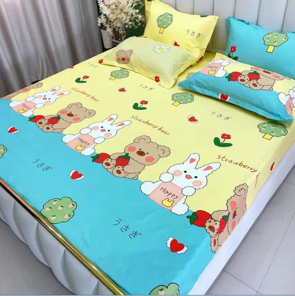 Imagem -06 - Animal Cartoon Bed Sheets com Elástico 100 Algodão Lençol Cabido Fronhas Cobertura Total Crianças Meninos Meninas B83