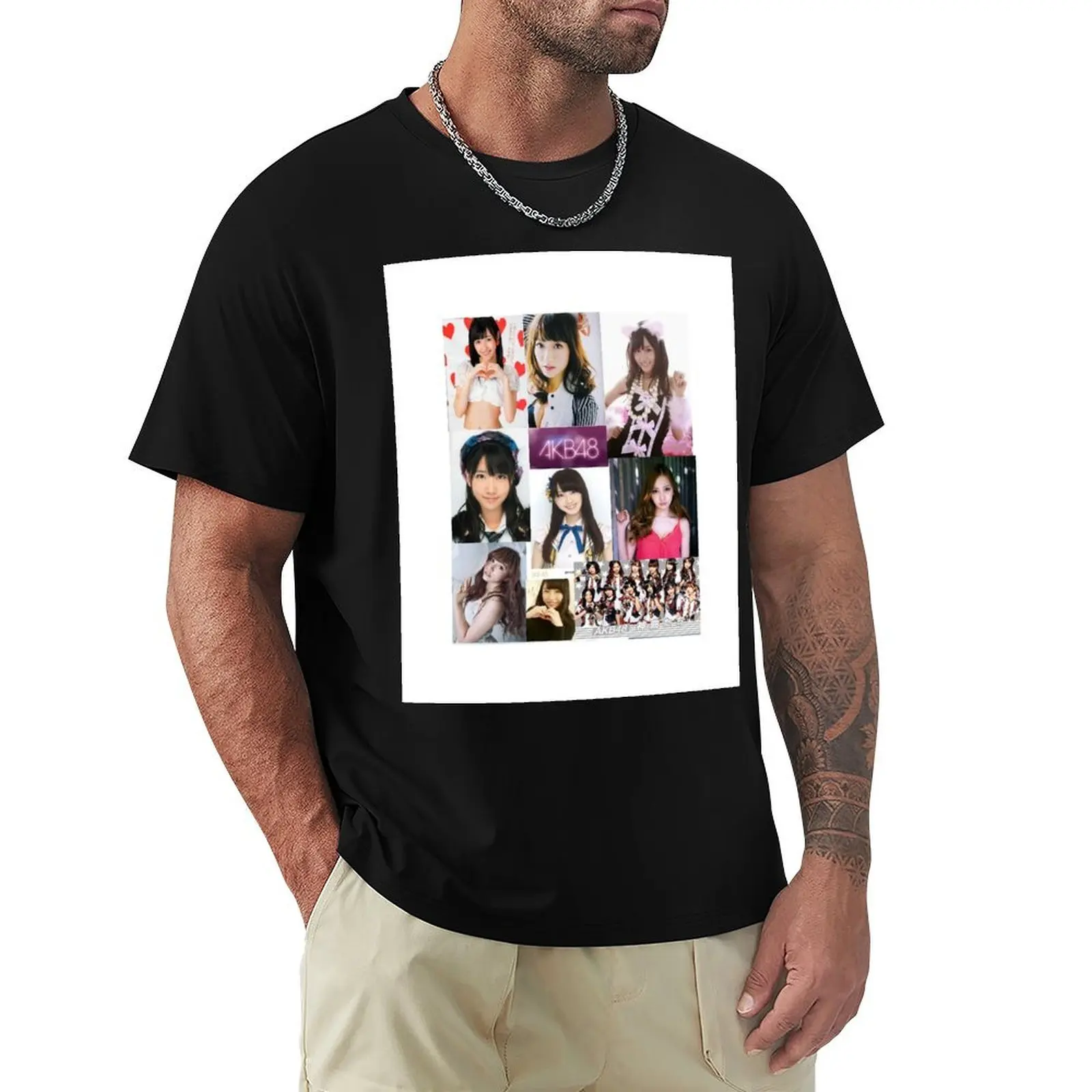 Camiseta AKB48 MONTAGE, Camiseta Básica Transpirable de Color Sólido