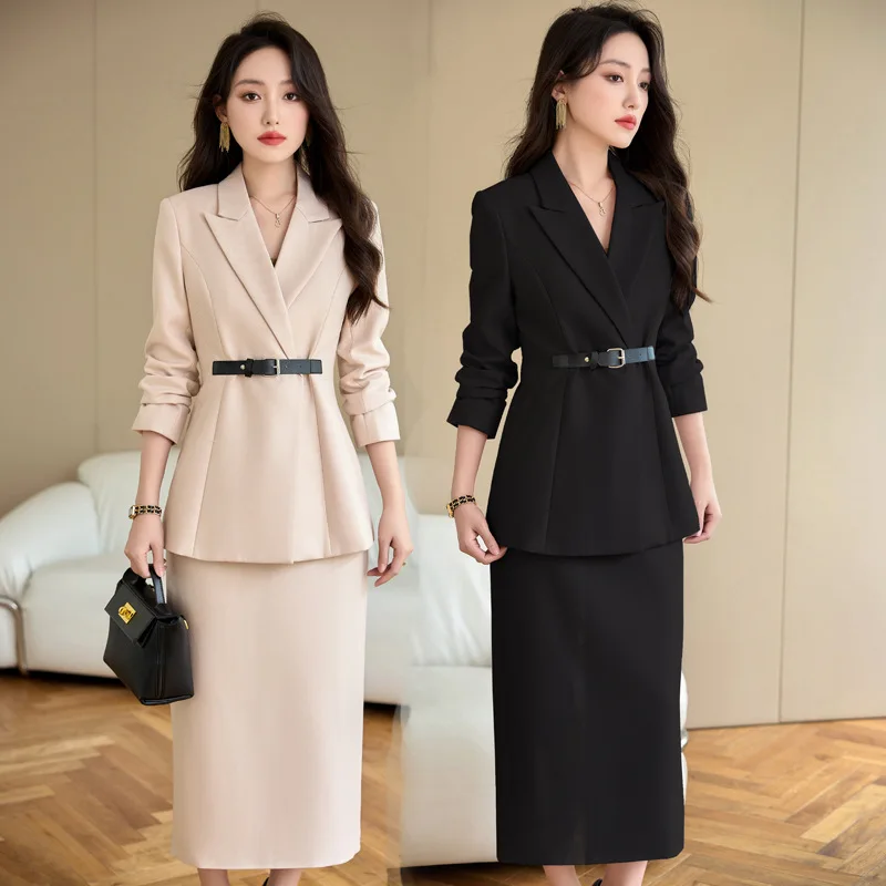 Suit Jacket Female Art Exam Announcer Host Professional Casual Formal Wear Suit Workplace Skirt Overalls Autumn and Winter