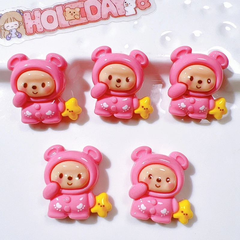 10 Pcs New Mini Lovely Cartoon Animal Little Bear Series Resin Diy Jewelry Children Gift Hairpin Accessories