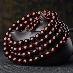 Natural lobular red sandalwood old material full of Venus bracelet 108 men's and women's transfer lucky beans rosary bracelet