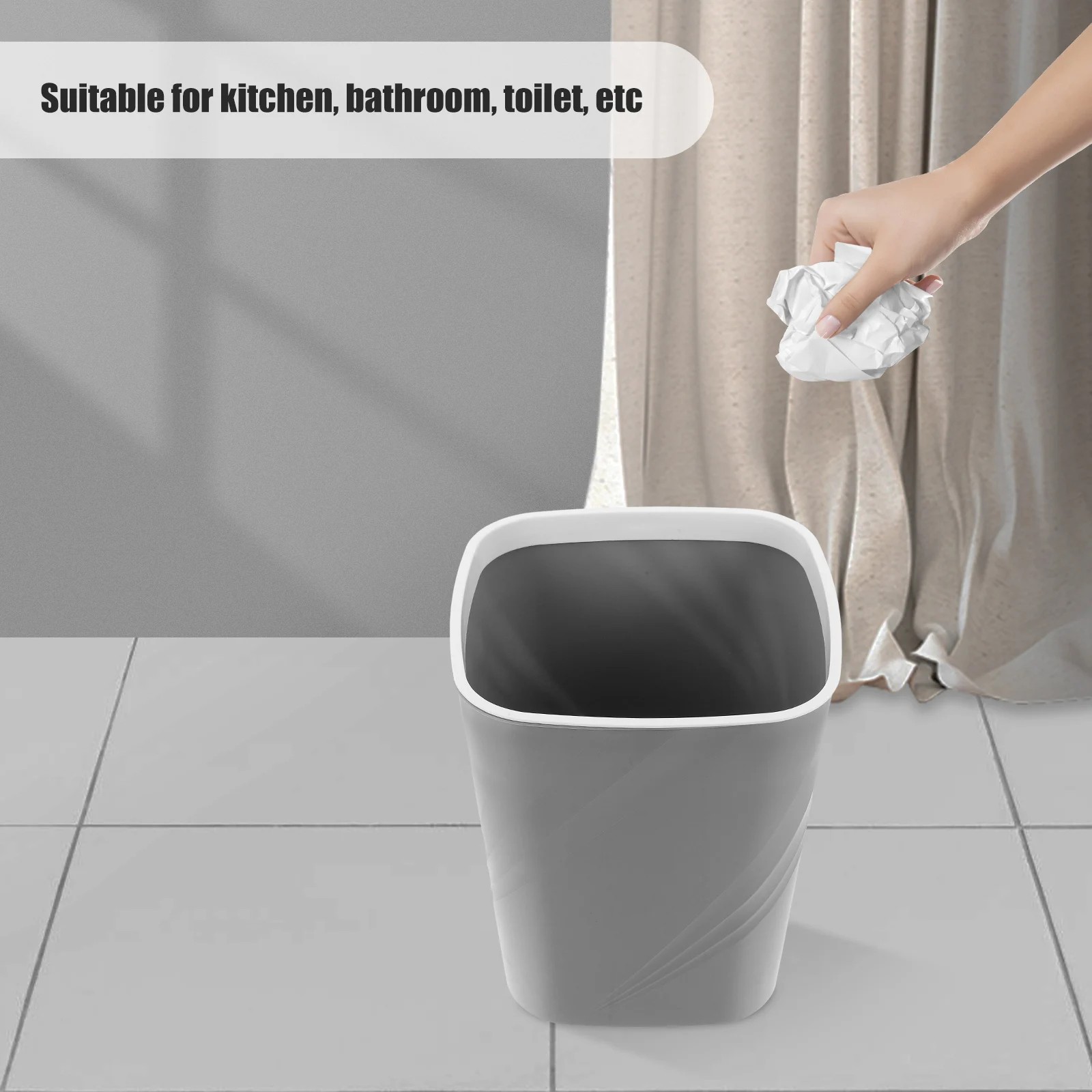 

Large Capacity Trash Can Waste Baskets Garbage Wastebasket Bathroom Accessories Rectangle Kitchen Compost Bin Plastic Ultra Slim