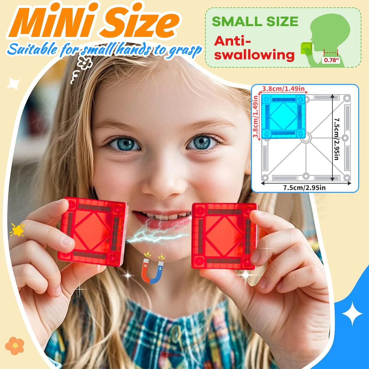 62/68 قطعة اللبنات المغناطيسية مجموعة البناء لتقوم بها بنفسك لعبة تعليمية مونتيسوري الحسية للأطفال هدايا مع صندوق حديد #6