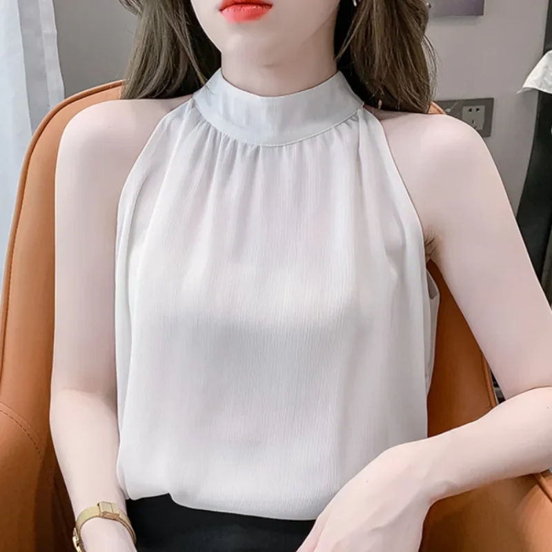 Blouse Women Halter Tops Womens Chiffon Elegant Woman Blouses Korean Fashion Women Clothing Cheap and Pretty Shirt  Corset Top