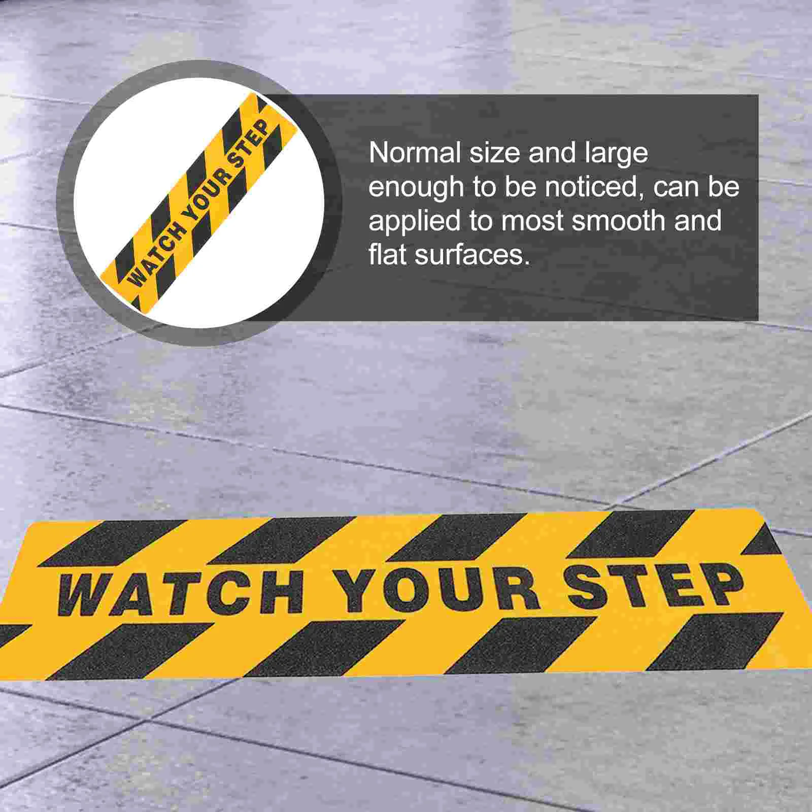 2 Pcs Floor Warning Anti-slip Stickers Child Rug Tape for Tile Safety Stripe Rubber Peva Glitter Watch Your Step