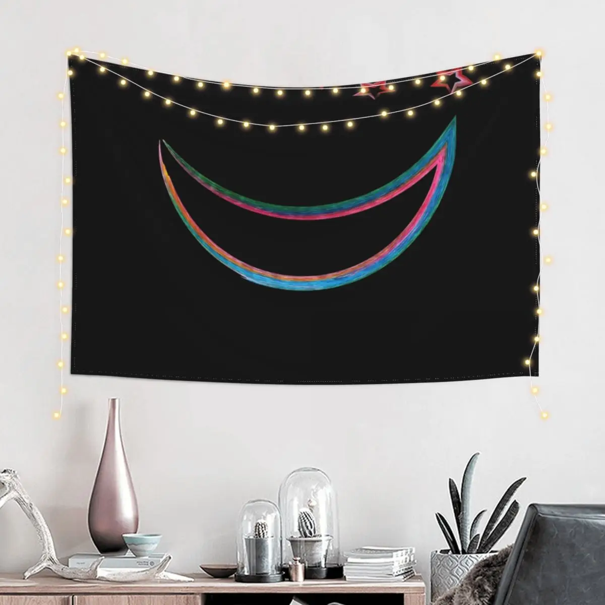 Half Moon Glittery Tapestries Tapestry House Decor Kawaii Room Decor Cute Room Decor Tapestry