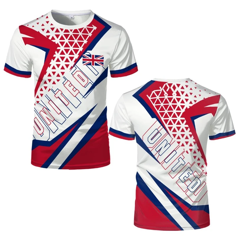 

Fashion British Flag Football Jersey For Men Summer Trendy National Emblem 3D Printed Sports T Shirts Loose Breathable Tees Tops