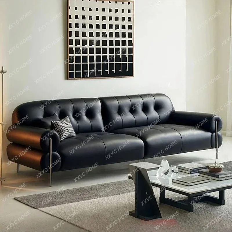 XX retro living room small apartment cloud straight row sofa