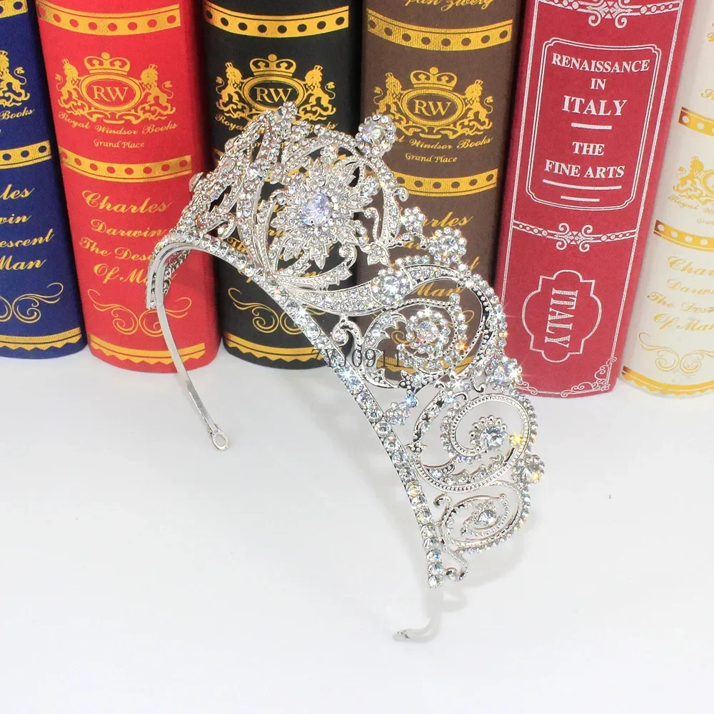 *الزفاف الأوروبي الأمريكي الرائع الزركون تاج المنصة الجمال الملكة الأميرة عيد ميلاد التيجان اكسسوارات الزفاف مجوهرات هدايا