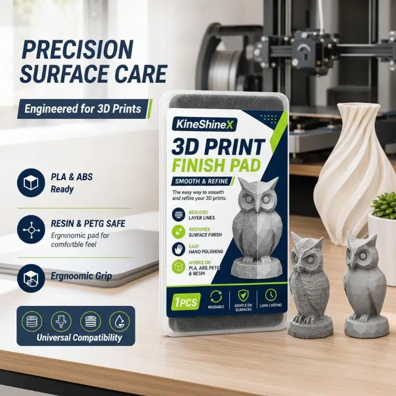 KineShineX 3D Print Finish Pad Layer Line Reduction Easy Hand Polishing For 3D Printing Hobbyists PLA ABS Resin Projects