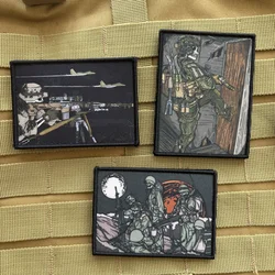 Tactical Team Skull Sniper Tactical Patch Ranger Soldier Morale Badge Printing Hook and Loop Military Armband Backpack Sticker
