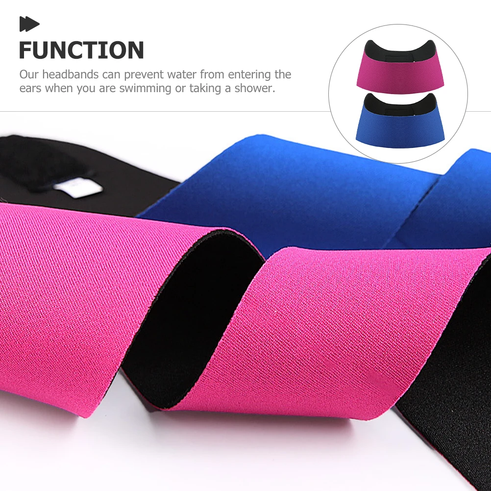 

2pcs Ear Covers Shower Bathing Swimmers Pink Elastic Swim Headbands Protectors Waterproof Hair Accessories
