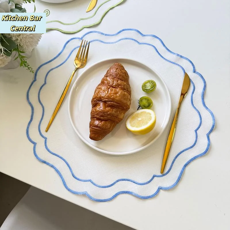 【1PC Embroidered Placemat Flower Polyester Cotton Napkin Coffee Machine Dust Cover Cloth Fabric Dining Table Mat】