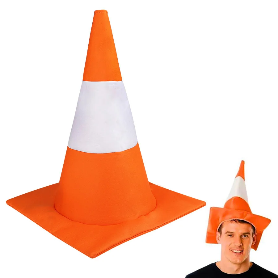 Chapeau de cône de signalisation orange pour adulte, drôle, pour déguisement de chantier routier, pour Halloween, cosplay, fête d'anniversaire, décorations