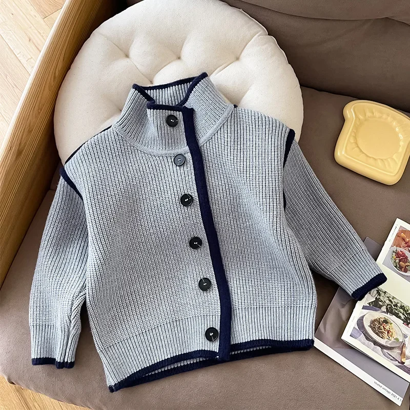 Children's Clothing Boys' Cardigan Sweater Autumn Clothing 2023 Autumn Cotton Top Children Children's Knitted Coat