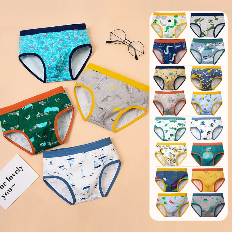 2/4/8 Pcs Boys Briefs Boxers Underwear Sets Clothes Cotton Children Toddler Kids Dinosaur Cartoon Triangle Panties Breathable