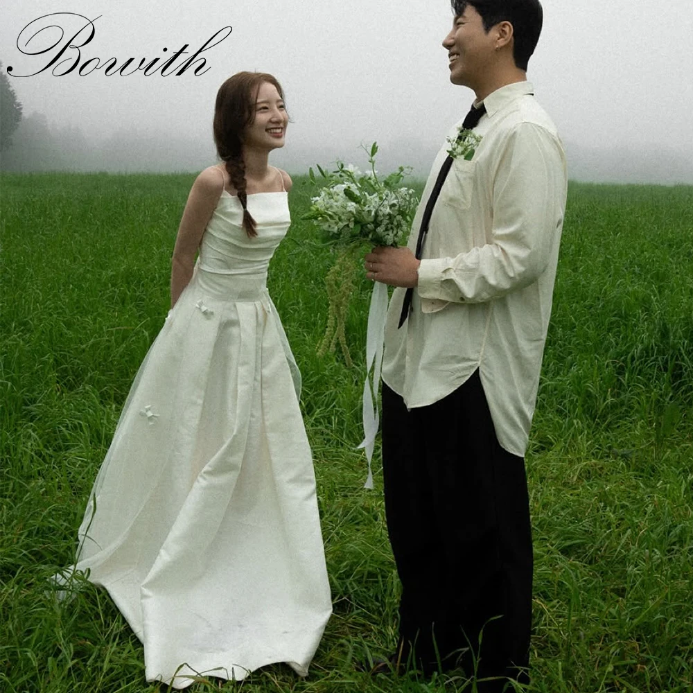 

Bowith Spaghetti Straps Korean Wedding Dresses A-Line Bow Bridal Gown Customized Photo Shoot Dress for Bride Evening Party Dress