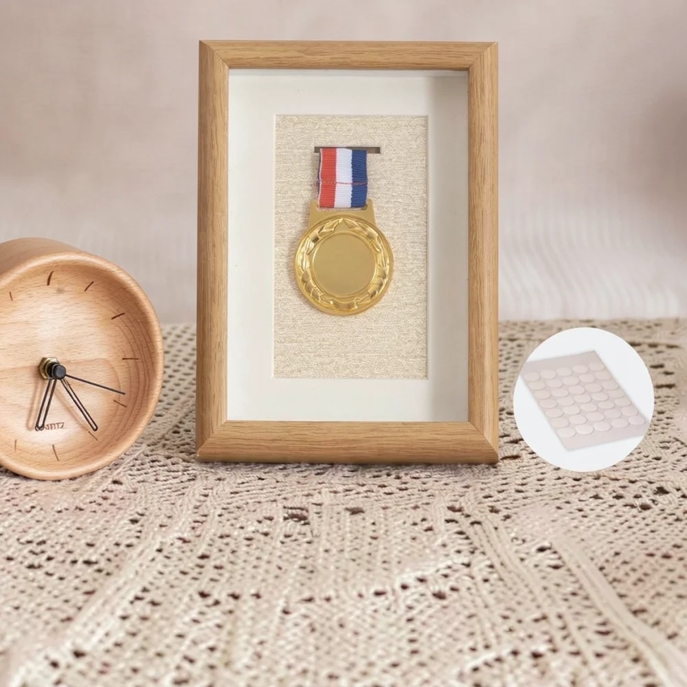 Wooden Medal Award Display Frame Box For Sports Competition Marathon Ribbon Hanging Organizer Showcase Wall Decor Case