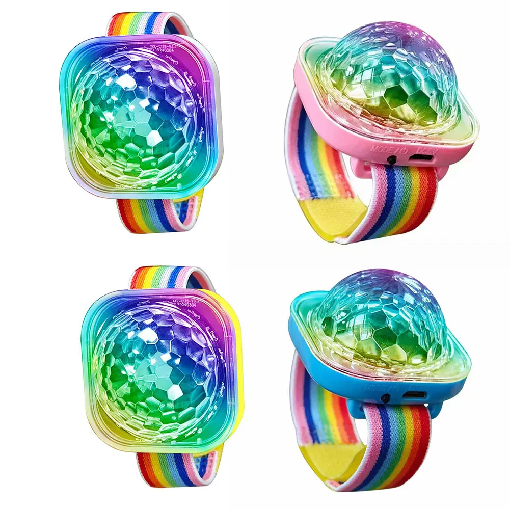 USB Wristband Disco Strobe Lights Rechargeable Wearable Watch Light Sound Control Wrist Atmosphere Lamp for Dance Party