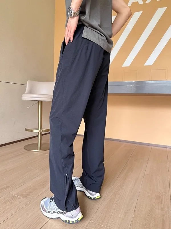 

Мужские летние тонкие легкие быстросохнущие брюки из ледяного шелка для активного отдыха, прямые спортивные брюки-софтшелл, повседневные брюки