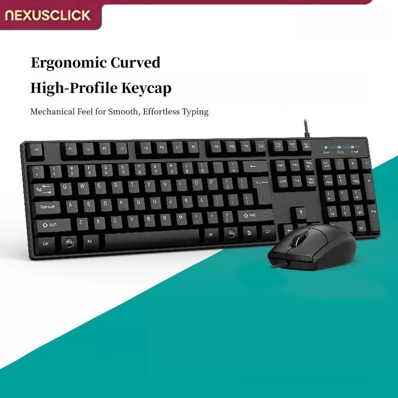 NexusClick Wired Desktop Keyboard Mouse Set, Durable Comfortable Hand Feel Cheap All-in-One PC Set for Computer office Daily Use view 6