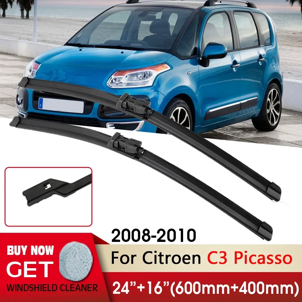 

Car Wiper Front Wiper Blade 24"+16" For Citroen C3 Picasso 2008-2010 Fit Push Button Front Windscreen Wipers Auto Accessories