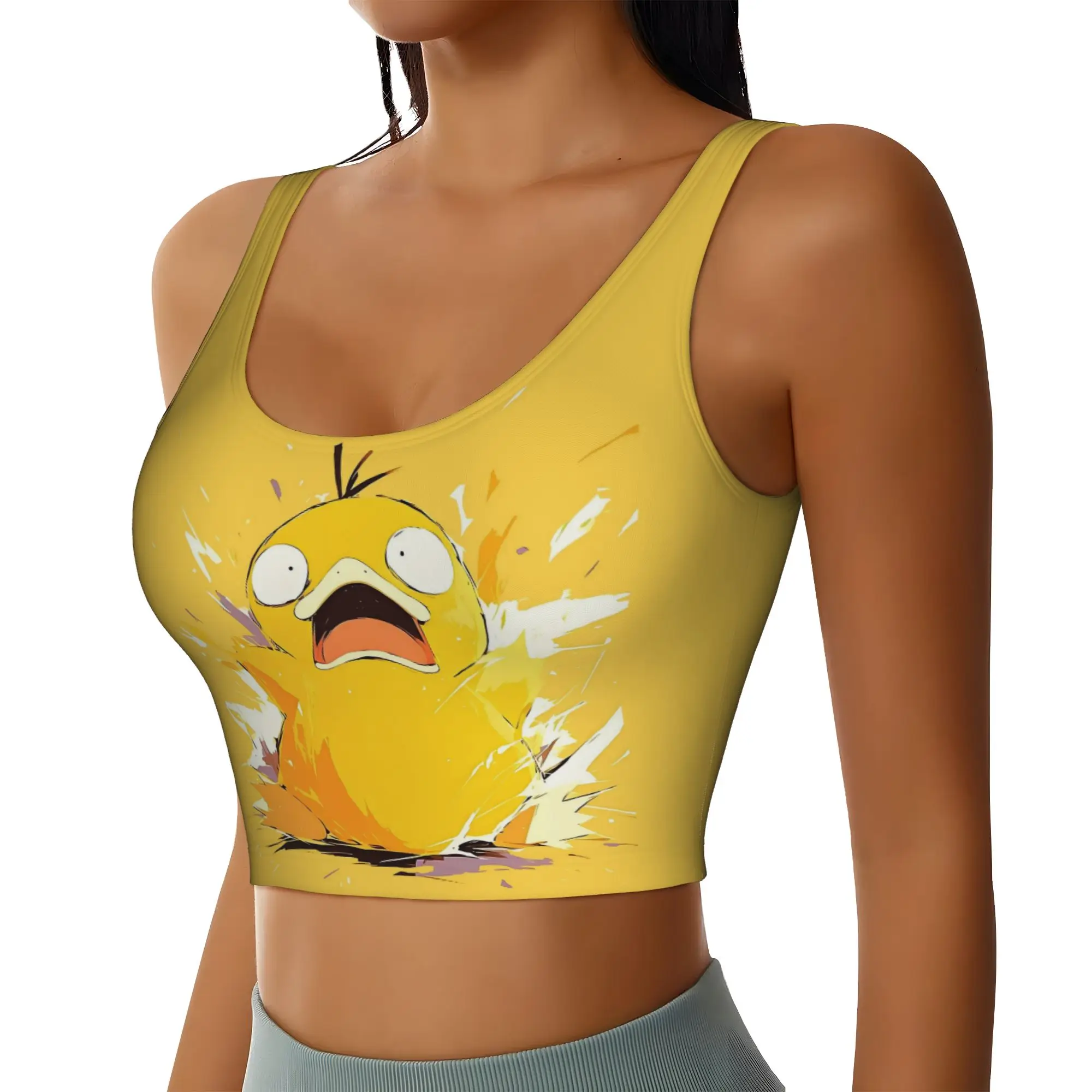 Custom P-Psyducks Workout Crop Tank Tops for Women Seamless Duck Anime Running Yoga Sports Bras