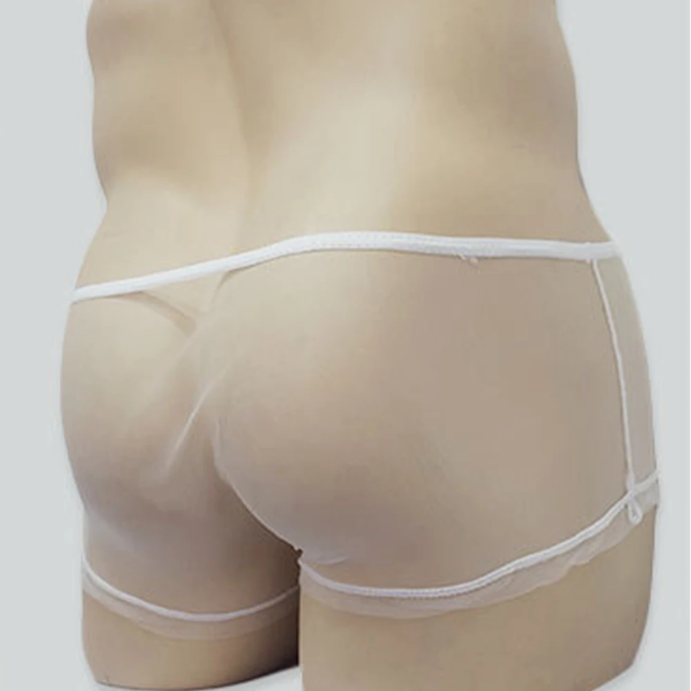 الرجال مثير انظر من خلال تول شبكة سراويل بوكسر السراويل الملابس الداخلية رقيقة تنفس منخفضة الارتفاع رجل سراويل داخلية