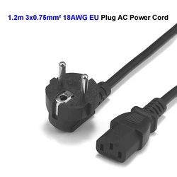 IEC C13 Power Cord Type F Euro Plug  EU Power Cable 1.2/1.5/3/5m For Desktop PC Computer Printer Stage Light 3D Printer LCD TV