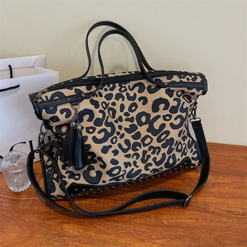 Women's New Leopard Print Willow Nail Autumn/Winter Trendy Versatile Tote Bag