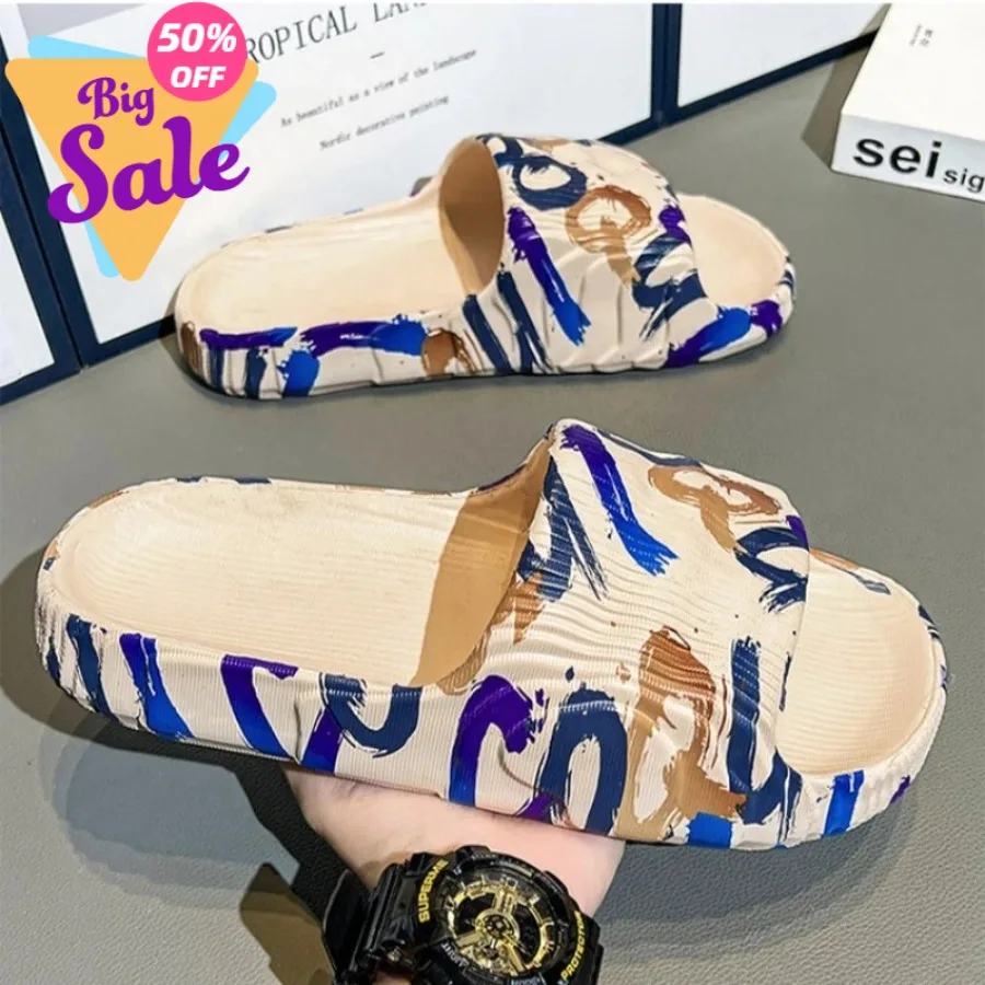 Pantuflas de Verano para Hombre, Pantuflas Casuales de Camuflaje para el Hogar, Pantuflas de Suela Gruesa y Suave para Hombre, Chanclas de Hombre