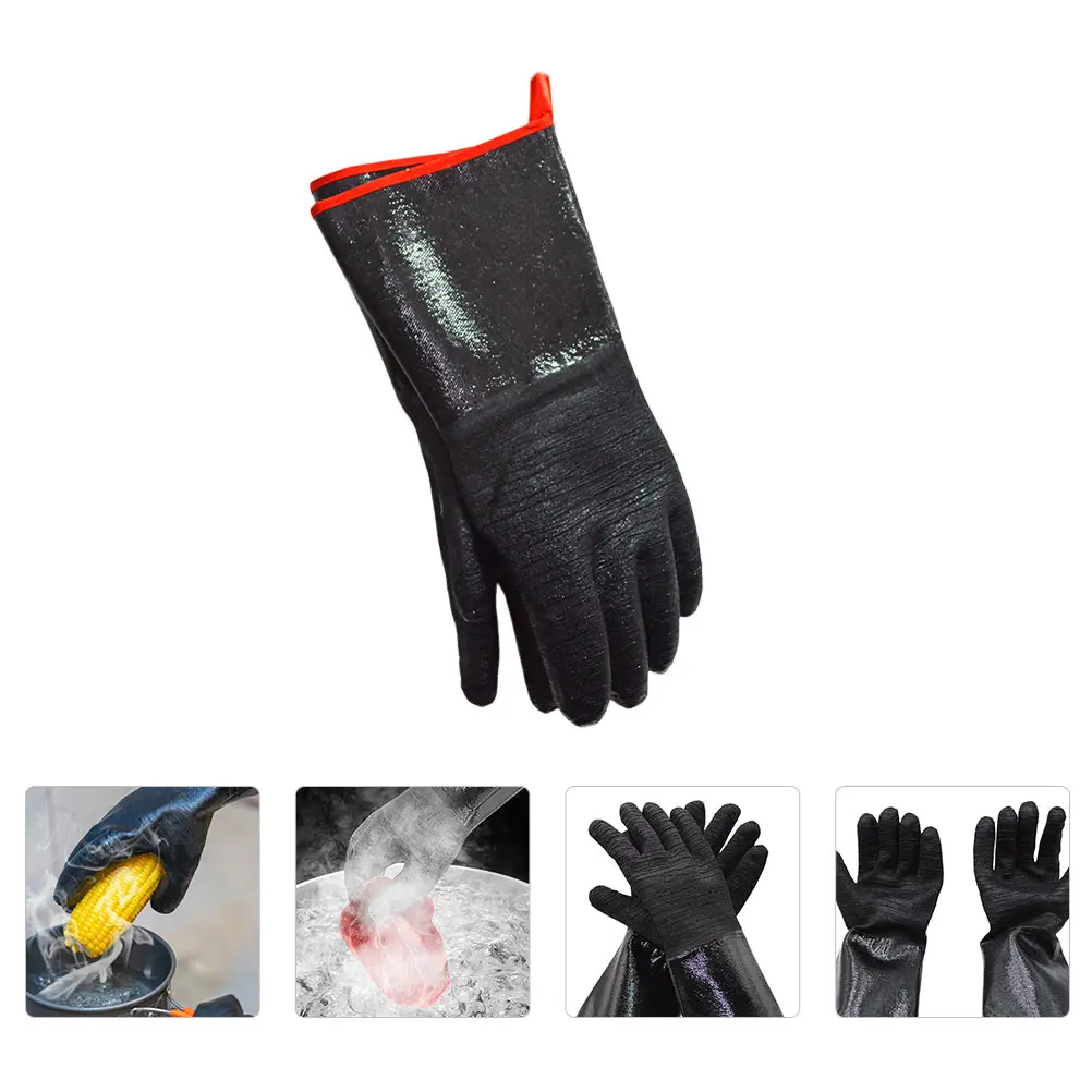 

High Temperature Resistant Waterproof Heat Proof BBQ Oven Grilling Gloves Reusable Microwave Safe Non Slip Kitchen Outdoor