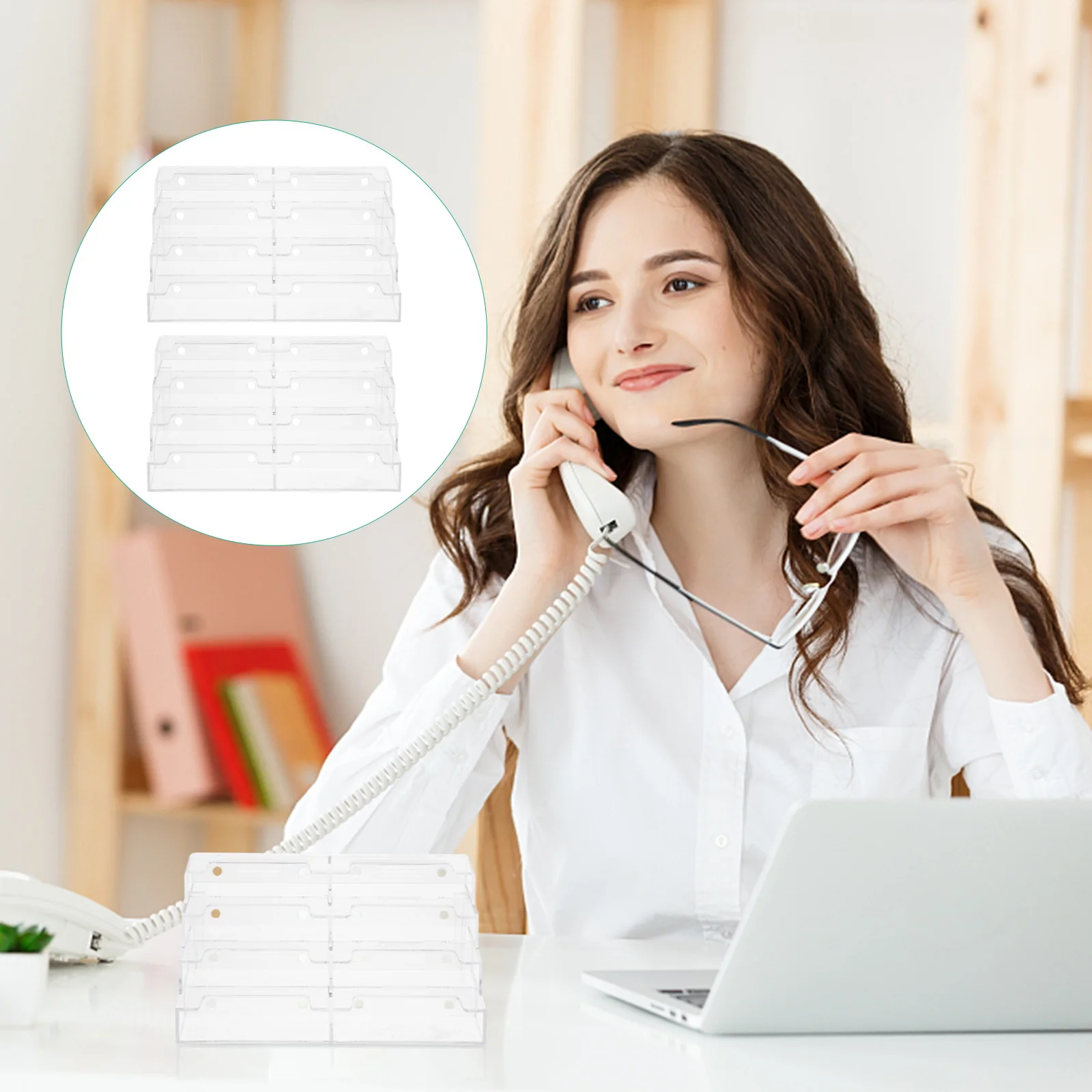 

2pcs Acrylic Business Holder Transparent Cards Organizer Office Supplies Business Case Table Storage Box Name Holder For Notes