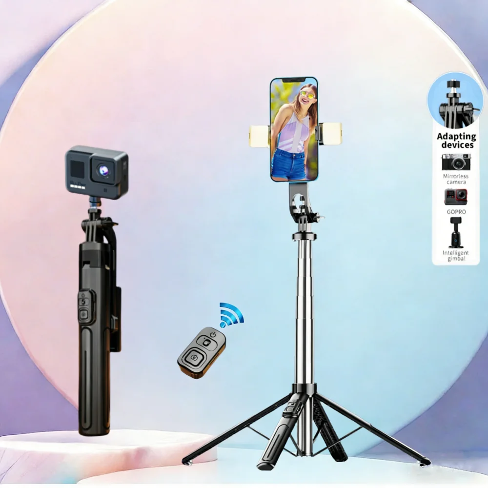 2026 Newly upgraded 1.3m stable shooting selfie stick tripod outdoor travel stand suitable for Apple, Xiaomi, Samsung